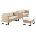 Loungeset / Tuinset Santorini - Polyrotan - Modulair - Crème - Incl. Tafel & Opbergbox