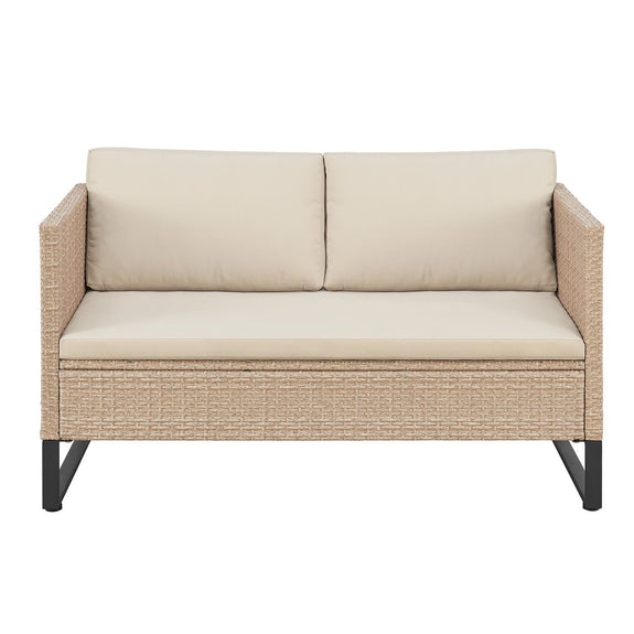 Loungeset / Tuinset Santorini - Polyrotan - Modulair - Crème - Incl. Tafel & Opbergbox - Afbeelding 4