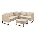 Loungeset / Tuinset Santorini - Polyrotan - Modulair - Crème - Incl. Tafel & Opbergbox