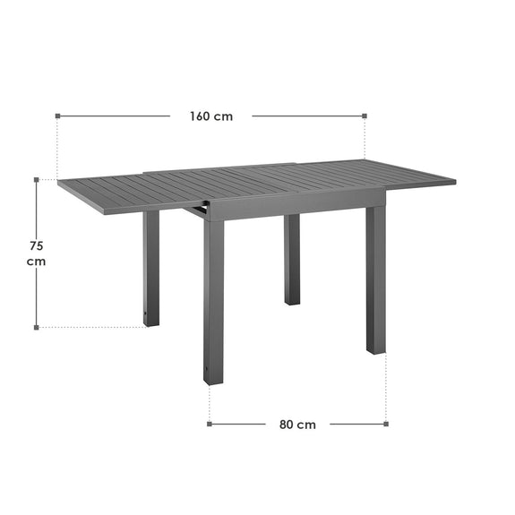 Uitklapbare Tuintafel Laki - 80 x 80 cm - Antraciet - Aluminium - Afbeelding 3