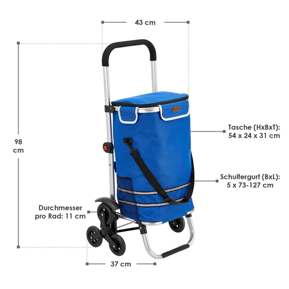 Boodschappentrolley 3in1 - 56L - Voor Trappen - Lichtblauw - Afbeelding 8