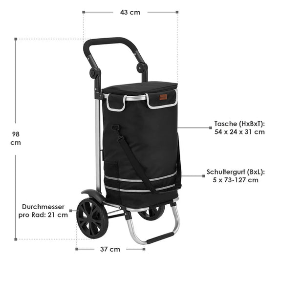3in1 boodschappentrolley - 56 Liter - Zwart - Afbeelding 8