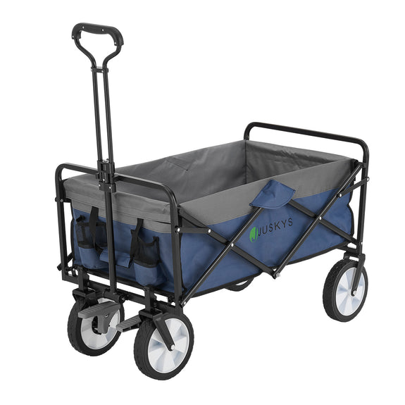 Inklapbare Bolderkar / Transportwagen - Max. 100 kg - Donkerblauw - Afbeelding 1