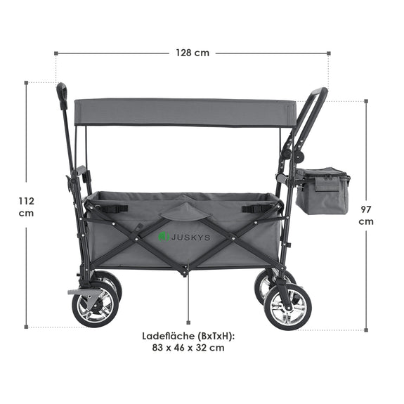 Inklapbare Bolderkar / Transportwagen - Max. 120 kg - Grijs - Incl. Dak & Tas - Afbeelding 6