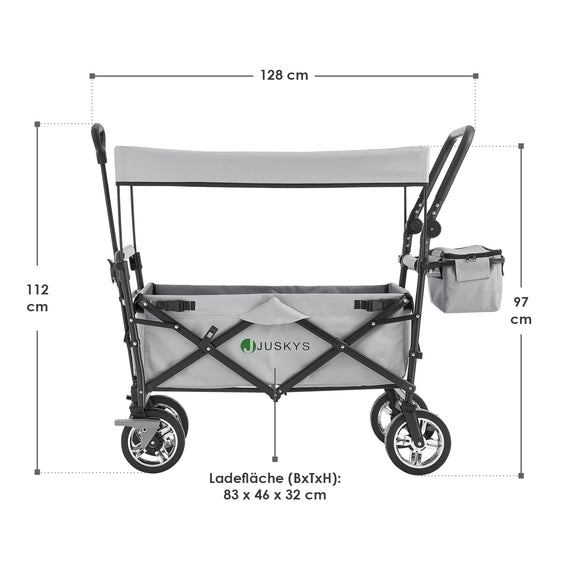 Inklapbare Bolderkar / Transportwagen - Max. 120 kg - Grijs - Incl. Dak & Tas - Afbeelding 16