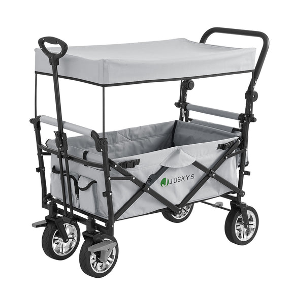 Inklapbare Bolderkar / Transportwagen - Max. 120 kg - Grijs - Incl. Dak & Tas - Afbeelding 1