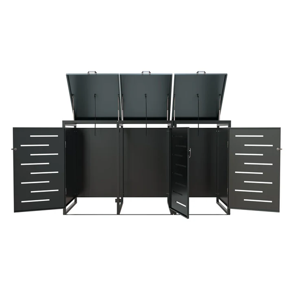 Metalen Containerberging / Opbergbox / Tuinopslagbox Arel - Voor 120L of 240L Afvalbakken - 3-Delig - Afbeelding 6