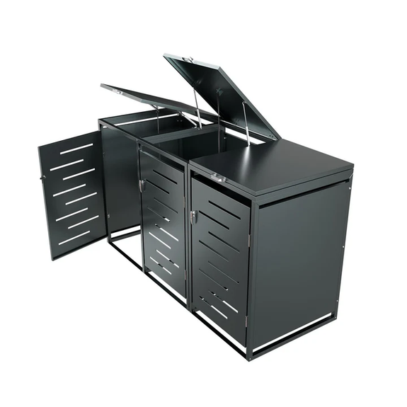 Metalen Containerberging / Opbergbox / Tuinopslagbox Arel - Voor 120L of 240L Afvalbakken - 3-Delig - Afbeelding 5