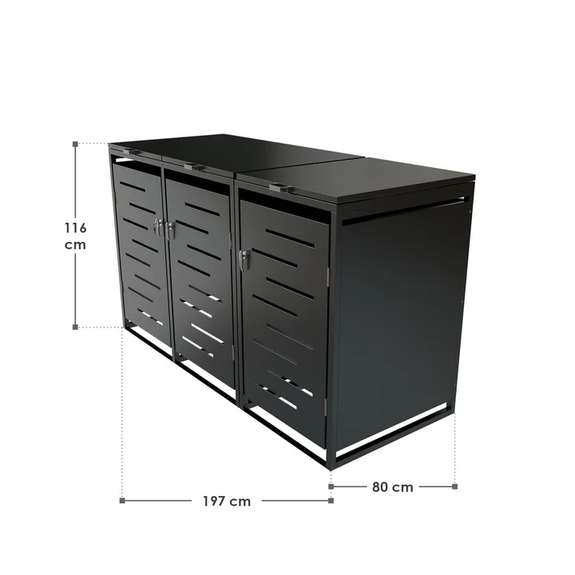 Metalen Containerberging / Opbergbox / Tuinopslagbox Arel - Voor 120L of 240L Afvalbakken - 3-Delig - Afbeelding 8