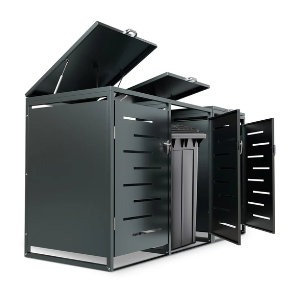 Metalen Containerberging / Opbergbox / Tuinopslagbox Arel - Voor 120L of 240L Afvalbakken - 3-Delig - Afbeelding 1