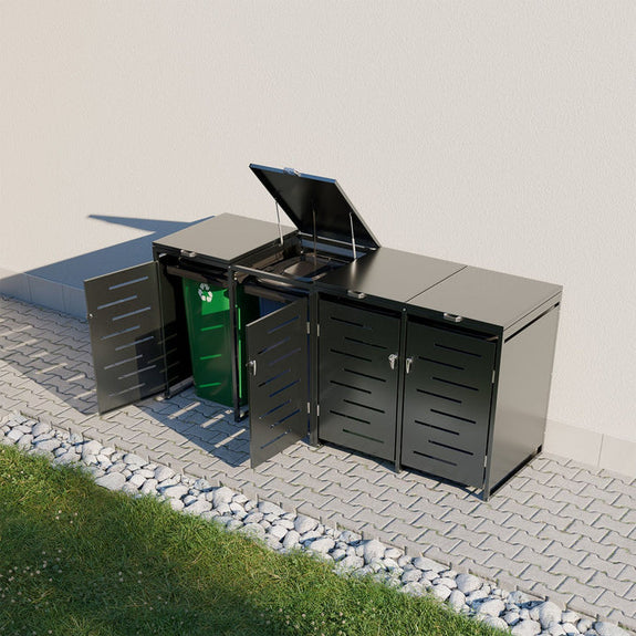 Metalen Containerberging / Opbergbox / Tuinopslagbox Arel - Voor 120L of 240L Afvalbakken - 4-Delig - Afbeelding 2