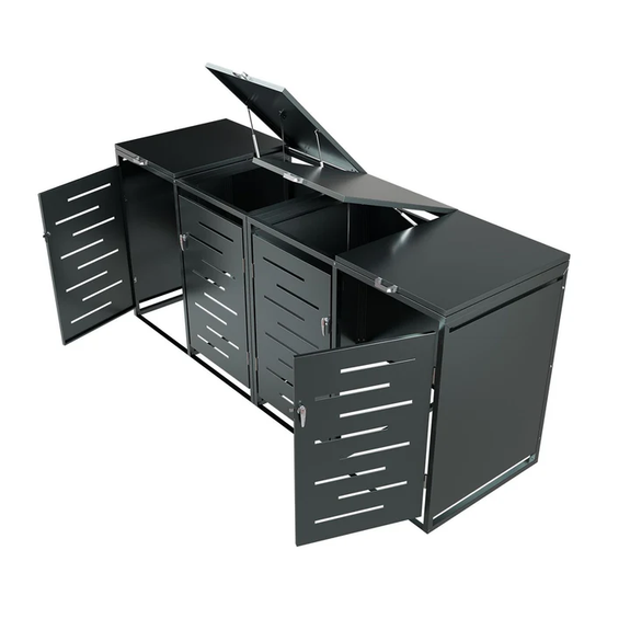 Metalen Containerberging / Opbergbox / Tuinopslagbox Arel - Voor 120L of 240L Afvalbakken - 4-Delig - Afbeelding 5