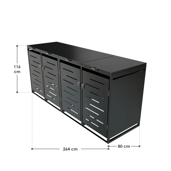 Metalen Containerberging / Opbergbox / Tuinopslagbox Arel - Voor 120L of 240L Afvalbakken - 4-Delig - Afbeelding 8