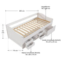 1 persoons bed Nalu - Wit - 90 x 200 cm