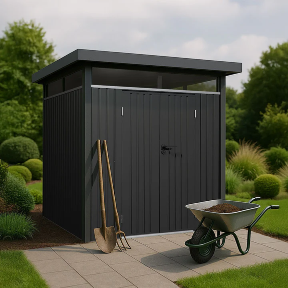 Metalen Gereedschapsschuur / Opbergschuur / Tuinschuur / Berging Lucerne - Antraciet - 5,2 m² - Afbeelding 2