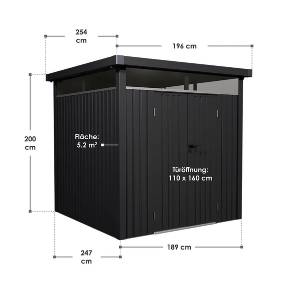 Metalen Gereedschapsschuur / Opbergschuur / Tuinschuur / Berging Lucerne - Antraciet - 5,2 m² - Afbeelding 7