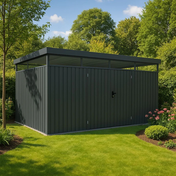Metalen Gereedschapsschuur / Opbergschuur / Tuinschuur / Berging Luzerne - Antraciet - 12 m² - Afbeelding 2