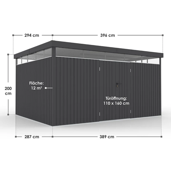 Metalen Gereedschapsschuur / Opbergschuur / Tuinschuur / Berging Luzerne - Antraciet - 12 m² - Afbeelding 7