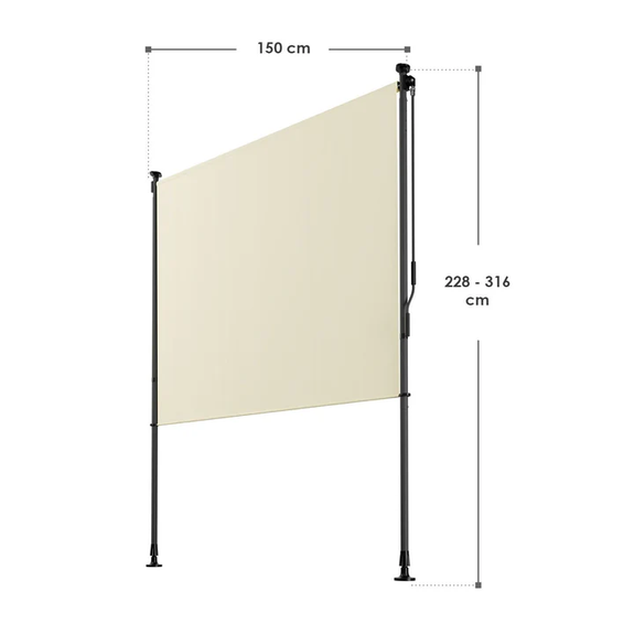 Verticale Zonnescherm Barbados - 150x310 cm - Beige - Afbeelding 6