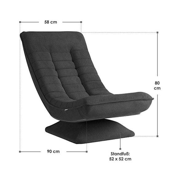 Relaxstoel / Relaxfauteuil Corsica - Corduroy - Donkergrijs - Afbeelding 6