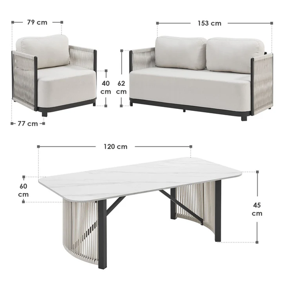 Tuinmeubelset - Curacao - Beige - Afbeelding 6