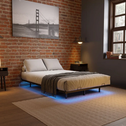 Metalen Bed Palamos - 140 x 200 cm - Incl. LED - Zwart