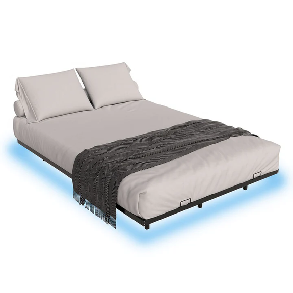 Metalen Bed Palamos - 140 x 200 cm - Incl. LED - Zwart - Afbeelding 1