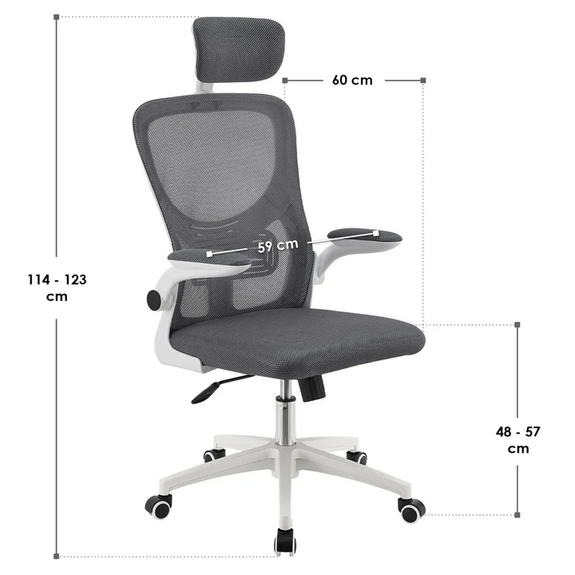 Ergonomische Bureaustoel - Baltimore - Wit / Grijs - Afbeelding 6