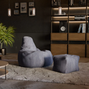 Zitzak Chillex - L - Incl. Voetenbank - Corduroy Stof - Donkergrijs