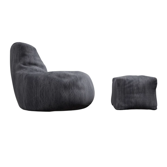 Zitzak Chillex - L - Incl. Voetenbank - Corduroy Stof - Donkergrijs - Afbeelding 4