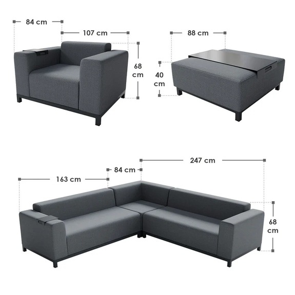 Loungeset / Tuinset - Sorano - Antraciet - Afbeelding 7
