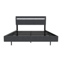Zwevend bed Lissabon - 140x200cm - Kunstleer - Incl. LED - Donkergrijs