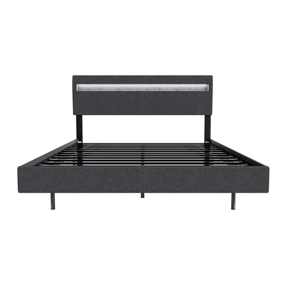 Zwevend bed Lissabon - 140x200cm - Kunstleer - Incl. LED - Donkergrijs - Afbeelding 6