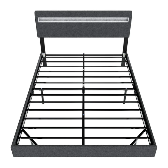 Zwevend bed Lissabon - 140x200cm - Kunstleer - Incl. LED - Donkergrijs - Afbeelding 5