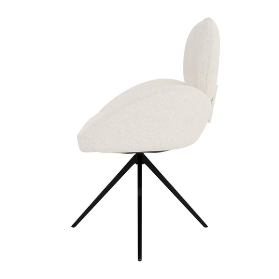 Draaistoel / Eetkamerstoel Albano - Incl. Draaifunctie - Bouclé Stof - Crème - Set van 2 - Afbeelding 4