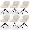 Draaistoel / Eetkamerstoel Albano - Incl. Draaifunctie - Bouclé Stof - Crème - Set van 6