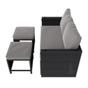Loungeset / Tuinset Jamaica - 2-in-1 - Polyrotan - Zwart / Grijs