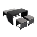 Loungeset / Tuinset Jamaica - 2-in-1 - Polyrotan - Zwart / Grijs