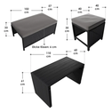 Loungeset / Tuinset Jamaica - 2-in-1 - Polyrotan - Zwart / Grijs