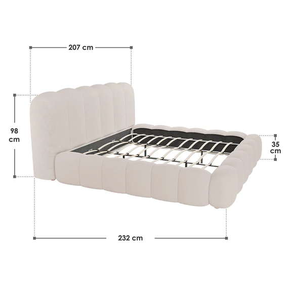 Gestoffeerd Bed Catania - 180x200 cm - Bouclé stof - Beige - Afbeelding 7