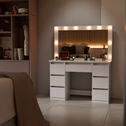 Kaptafel / Schminktafel Lilia - Incl. LED en Lades - Wit