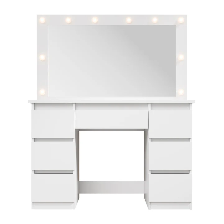 Kaptafel / Schminktafel Lilia - Incl. LED en Lades - Wit