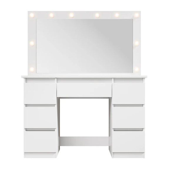 Kaptafel / Schminktafel Lilia - Incl. LED en Lades - Wit - Afbeelding 1