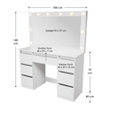 Kaptafel / Schminktafel Lilia - Incl. LED en Lades - Wit
