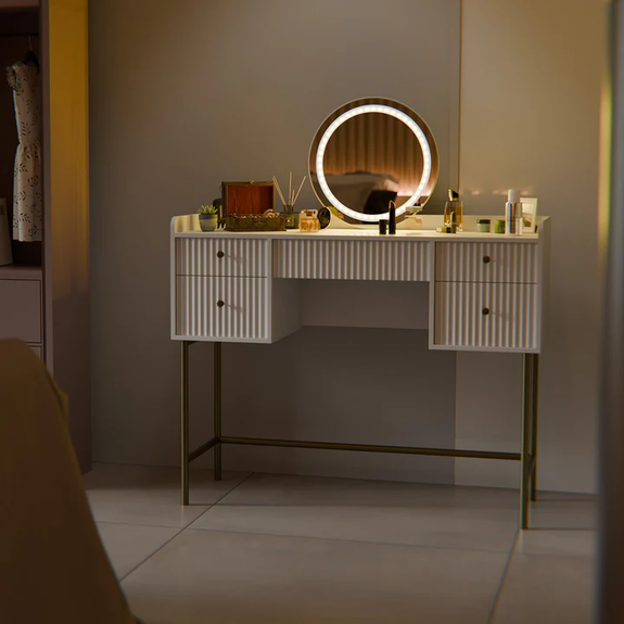 Kaptafel Samira - Incl. Spiegel en LED - Wit - Afbeelding 2