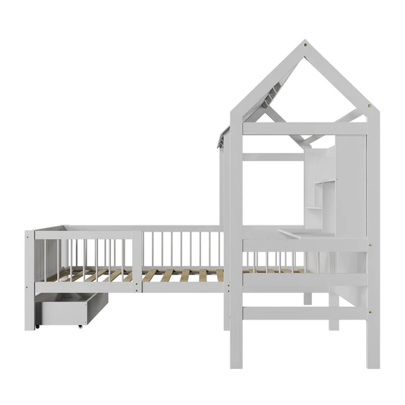 Kinderbed Yari - Incl. Tafel en Lade - Wit - Afbeelding 4