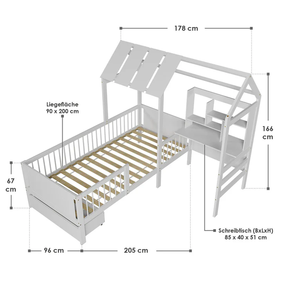 Kinderbed Yari - Incl. Tafel en Lade - Wit - Afbeelding 7