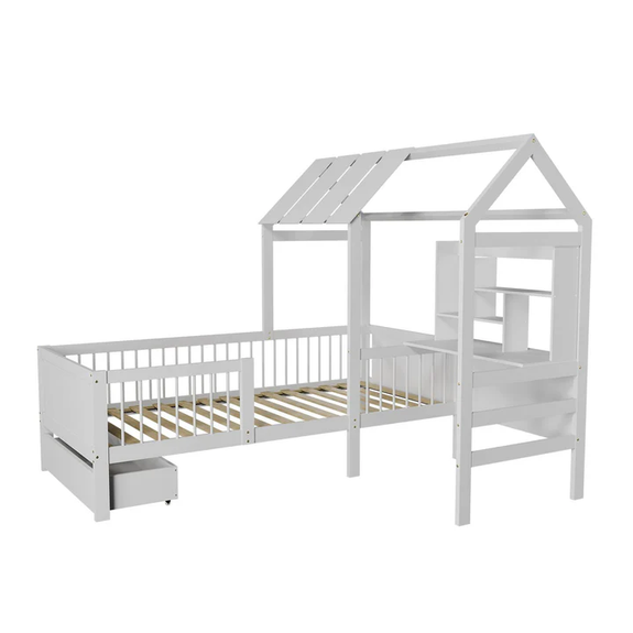 Kinderbed Yari - Incl. Tafel en Lade - Wit - Afbeelding 1
