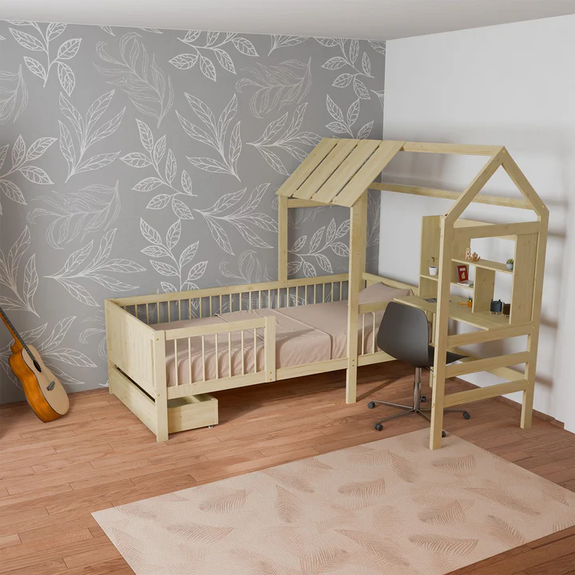 Kinderbed Yari - Incl. Tafel en Lade - Naturel - Afbeelding 2