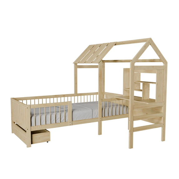Kinderbed Yari - Incl. Tafel en Lade - Naturel - Afbeelding 6